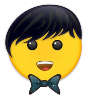 🙂 emoji, face, hairstyle, bow tie, cartoon, smile telegram sticker