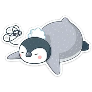 😴 pinguïn, moe, slapen, schattig, dier, cartoon telegram sticker