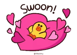 🥰 Swoon! amor, afeição, fofo, pato, coração, desenho animado, dia dos namorados, apaixonar-se telegram sticker