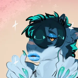💅 Furry, Personaje, Animal, Dibujo animado, Antropomórfico, Azul, Labios telegram sticker
