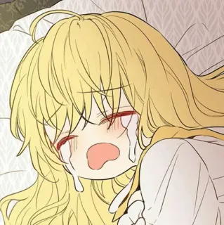 🎀 อนิเมะ, ผู้หญิง, ร้องไห้, เศร้า, ผมบลอนด์ telegram sticker