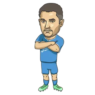 😐 futbolista, dibujo animado, atleta, retrato, ilustración, deporte, fútbol telegram sticker