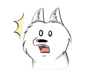 🙀 pies, niespodzianka, szok, biały, kreskówka telegram sticker