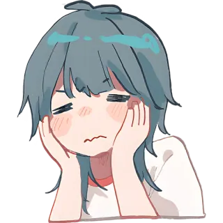 😣 动漫, 可爱, 女孩, 困, 卡通, 漫画 whatsapp sticker