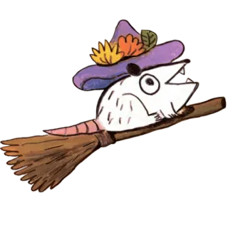 🧙‍♀️ opos, wiedźma, miotła, halloween, zwierzę telegram sticker
