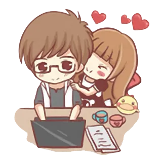 😍 Liebe, Paar, Beziehung, Cartoon, Niedlich, Zuneigung, Herz telegram sticker