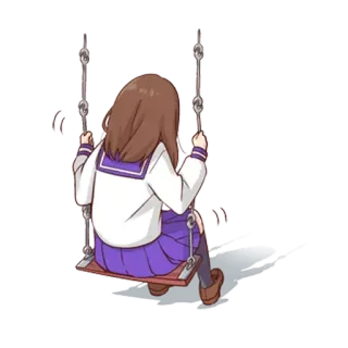 😞 Anime, Ragazza, Altalena, Uniforme scolastica telegram sticker