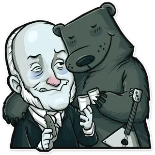 😋 ours, homme, vodka, cornichon, balalaïka, boire telegram sticker