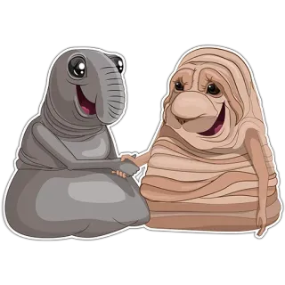 🤝 desenho animado, animal, fofo, amigos, personagens, feliz telegram sticker