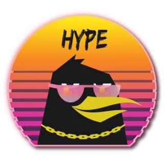 😎 HYPE Hype, Oiseau, Lunettes de soleil, Chaîne, Autocollant, Rétro, Coucher de soleil telegram sticker