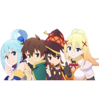 👍 Konosuba Anime, Konosuba, Pulgares arriba, Kazuma, Aqua, Megumin, Darkness whatsapp sticker