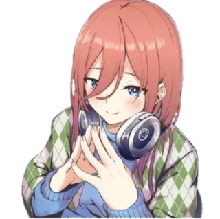 😊 Miku Nakano The Quintessential Quintuplets anime, sticker, character, Miku Nakano, The Quintessential Quintuplets telegram sticker