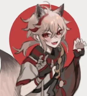 🌟 Estilo anime, Orelhas de raposa, Fanart, Olhos vermelhos, Arte de personagem telegram sticker