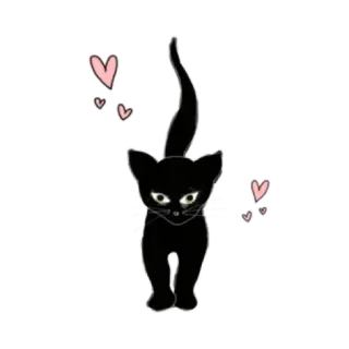 💟 kot, serca, słodkie, zwierzę, czarny kot, naklejka telegram sticker