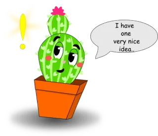 💡 I have one very nice idea... кактус, идея, растение, милый, мультфильм whatsapp sticker