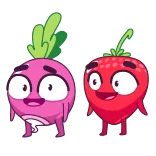 😘 Cartoon, Gemüse, Obst, Sticker, Süß, Rote Bete, Erdbeere telegram sticker