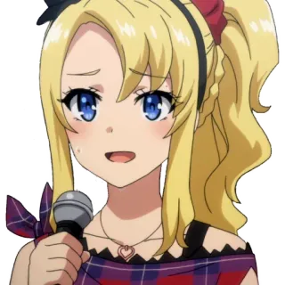👋 Anime, Personaggio, Idol, Bionda, Microfono, Ragazza telegram sticker