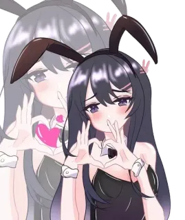 ❤️ Anime, Bunny Girl, Lindo, Corazón con las manos, Ilustración telegram sticker