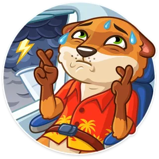 😰 loutre, anxieux, avion, tempête, inquiet, croise les doigts telegram sticker