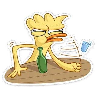😠 pato, bebiendo, alcohol, dibujos animados, animación, fiesta whatsapp sticker