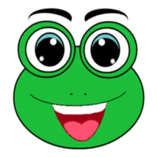 😩 rana, dibujos animados, animal, verde, feliz, cara telegram sticker
