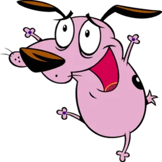 💃 Courage the Cowardly Dog dessin animé, chien, rose, effrayé, drôle, animé telegram sticker