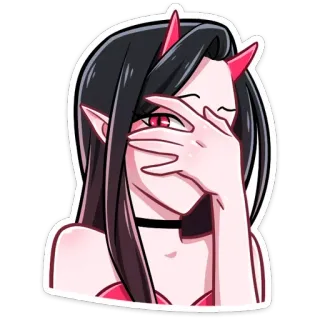🙄 quỷ, anime, cô gái, elf, sừng, facepalm whatsapp sticker