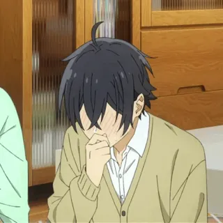 🌚 Anime, Horimiya, Sonrojado, Tímido, Lindo, Avergonzado, Dibujos animados, Hori-san to Miyamura-kun telegram sticker