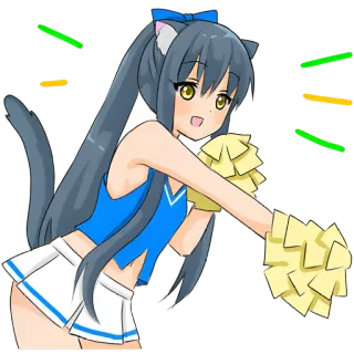 😀 Cheerleaderka, Anime, Kocia dziewczyna, Fanart, Kawaii, Kibicowanie telegram sticker