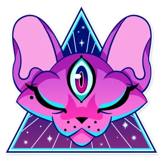 👁 cat, triangle, third eye, space, stars, cute, cartoon telegram sticker