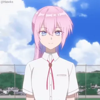 😳 Anime, Mädchen, pinke Haare, Schuluniform, Cartoon, Figur telegram sticker