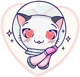 😍 gato, ojos de corazón, bola de cristal, kawaii, lindo, amor, pegatina whatsapp sticker