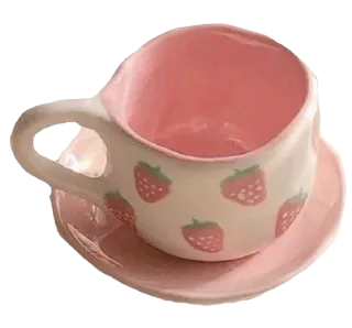 ☕️ filiżanka, truskawka, ceramika, herbata, różowy, napój, kuchnia telegram sticker