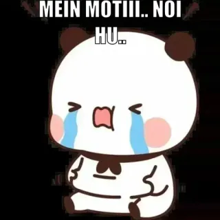 😕 MEIN MOTIII.. NOI HU.. triste, pleurs, panda, dessin animé, émotionnel, mème whatsapp sticker