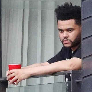 😑 The Weeknd singer, red cup, musician, window telegram sticker