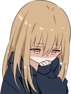 😞 动漫女孩, 可爱, 角色, 脸红, 卡哇伊 whatsapp sticker