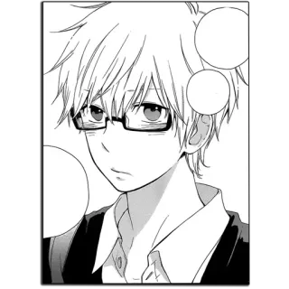 😅 Anime, Manga, Personnage, Lunettes, Noir et blanc, Garçon telegram sticker