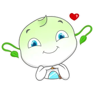 ☺️ imut, kartun, karakter, hati, hijau, daun, senang telegram sticker