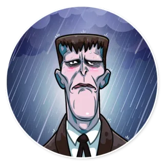 🌧 Frankenstein's monster monstruo, Frankenstein, triste, lluvia, melancolía telegram sticker