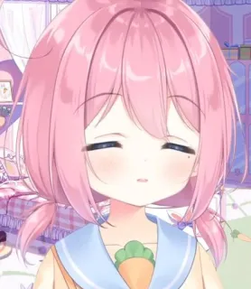 😑 Anime, Chica, Kawaii, Linda, Pelo rosa whatsapp sticker