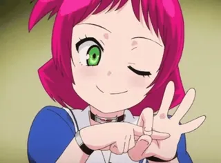 💥 Anime, Mädchen, Geste, Zwinkern, Charakter whatsapp sticker