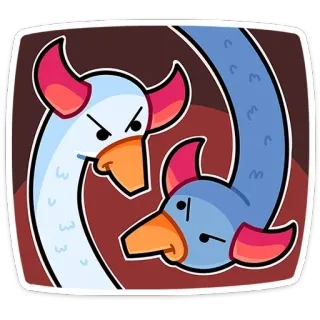 😈 goose, demon, sticker, cartoon, angry, illustration telegram sticker