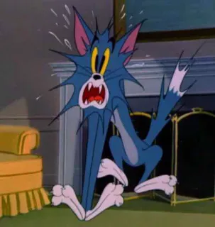 😵 Tom Cat Tom and Jerry cartone animato, gatto, spaventato, scioccato, divertente, espressione telegram sticker