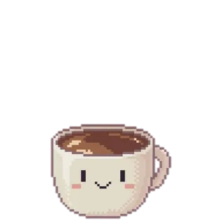 🤎 coffee, cup, pixel art, kawaii, cute, beverage telegram sticker