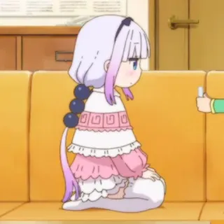 🍚 Kanna Kamui Miss Kobayashi's Dragon Maid Anime, Dragão, Kawaii, Fofo, Criança, Cabelo Roxo, Kanna whatsapp sticker