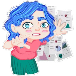 🫨 căng thẳng, lo lắng, bồn chồn, công việc, tài liệu, chibi, hoạt hình telegram sticker