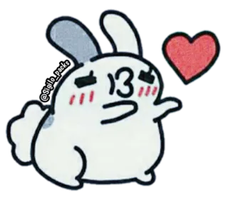 😘 토끼, 귀여운, 카와이, 하트, 스티커 telegram sticker