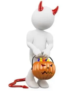 🎃 halloween, devil, pumpkin, trick-or-treat, candy, horns, tail telegram sticker