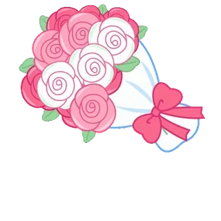 🍭 цветы, букет, розы, розовый, белый, подарок, любовь whatsapp sticker