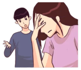 😲 para, kłótnia, zmartwiony, smutny, kreskówka, związek telegram sticker